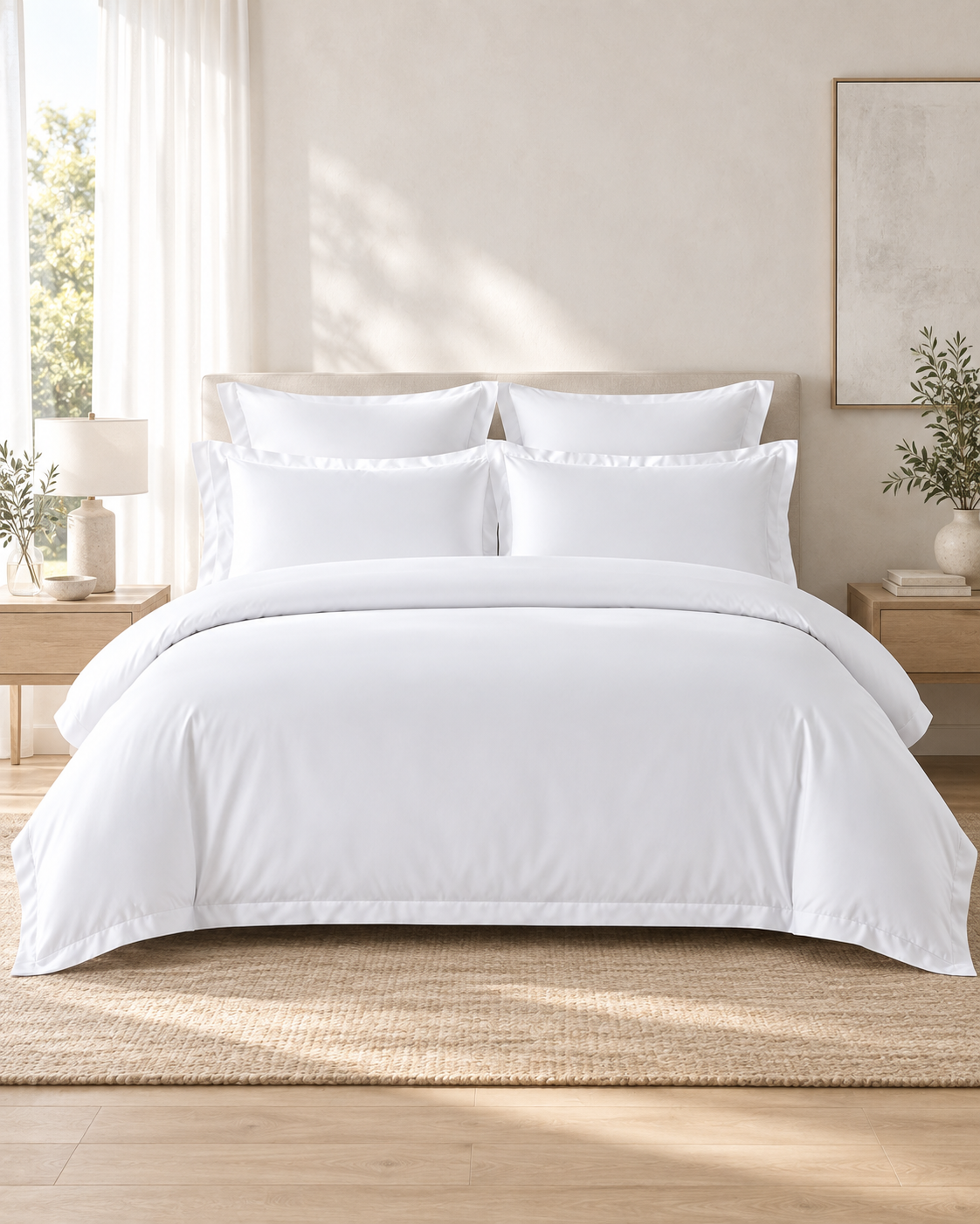 400TC 100% Premium Egyptian Cotton Duvet Cover & Fitted Sheet Set Pillowcases All Sizes White