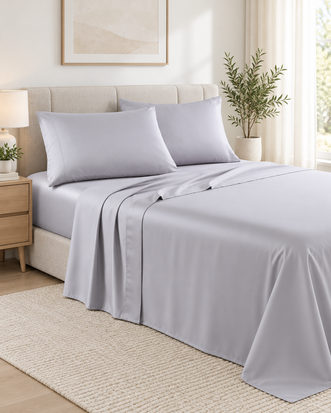 1200TC Hotel Quality Soft Cotton Rich Sheet Sets Pillowcases Silky Touch All Size Silver