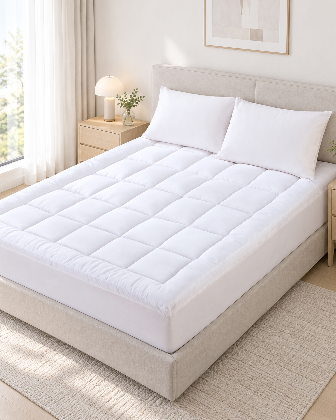 1000GSM Bamboo Cotton Fitted Mattress Topper