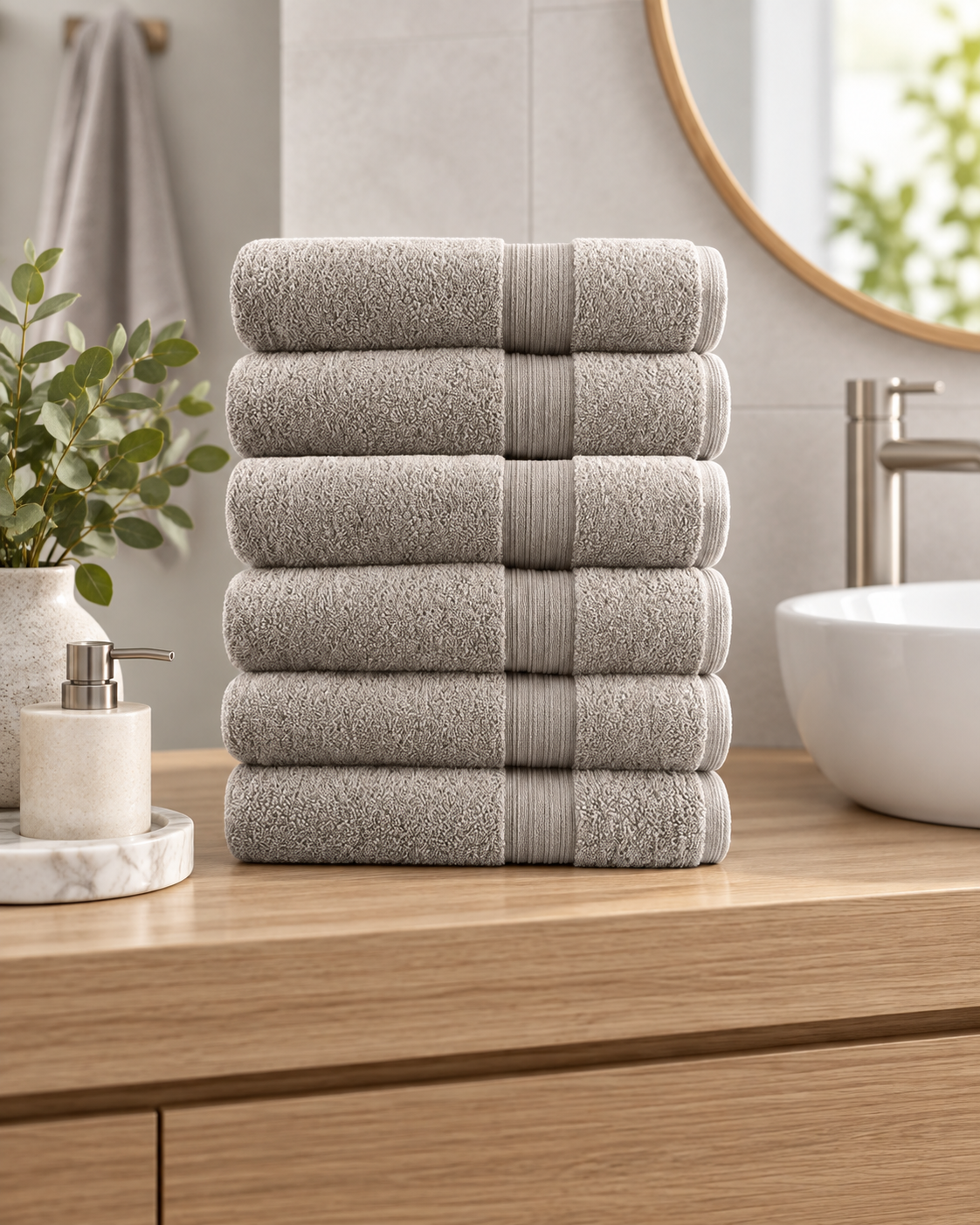 Softouch 6 Piece Ultra Light 500GSM Soft Cotton Face Washers in Beige