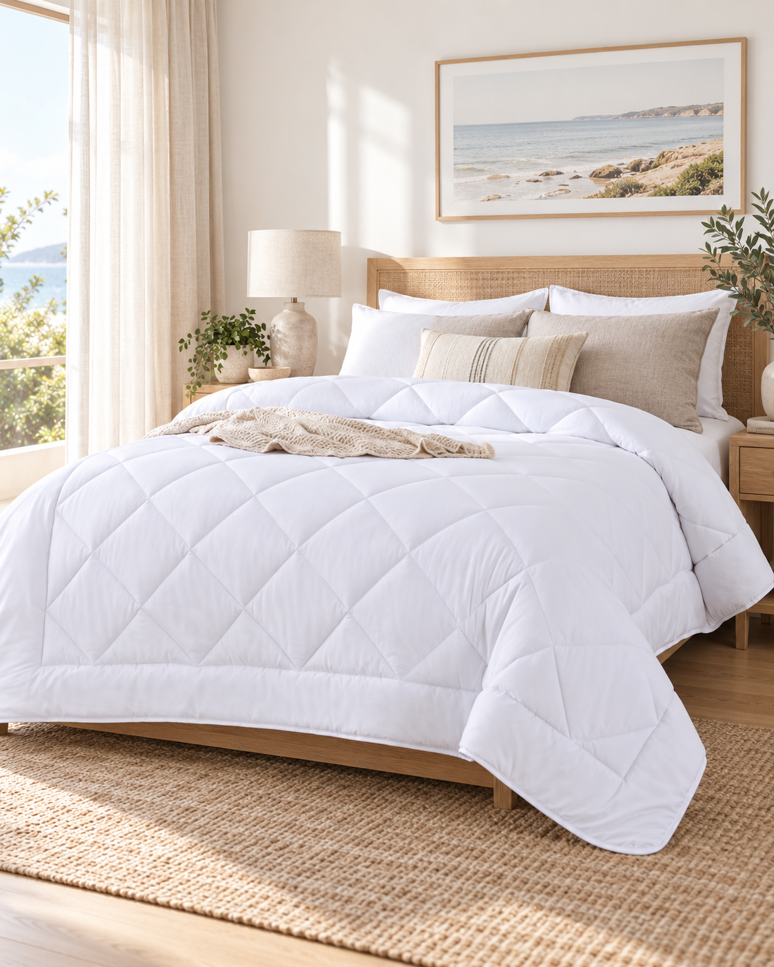 Solid Bedding Comforters, Down Alternative Bamboo Comforter Quilt Blanket White