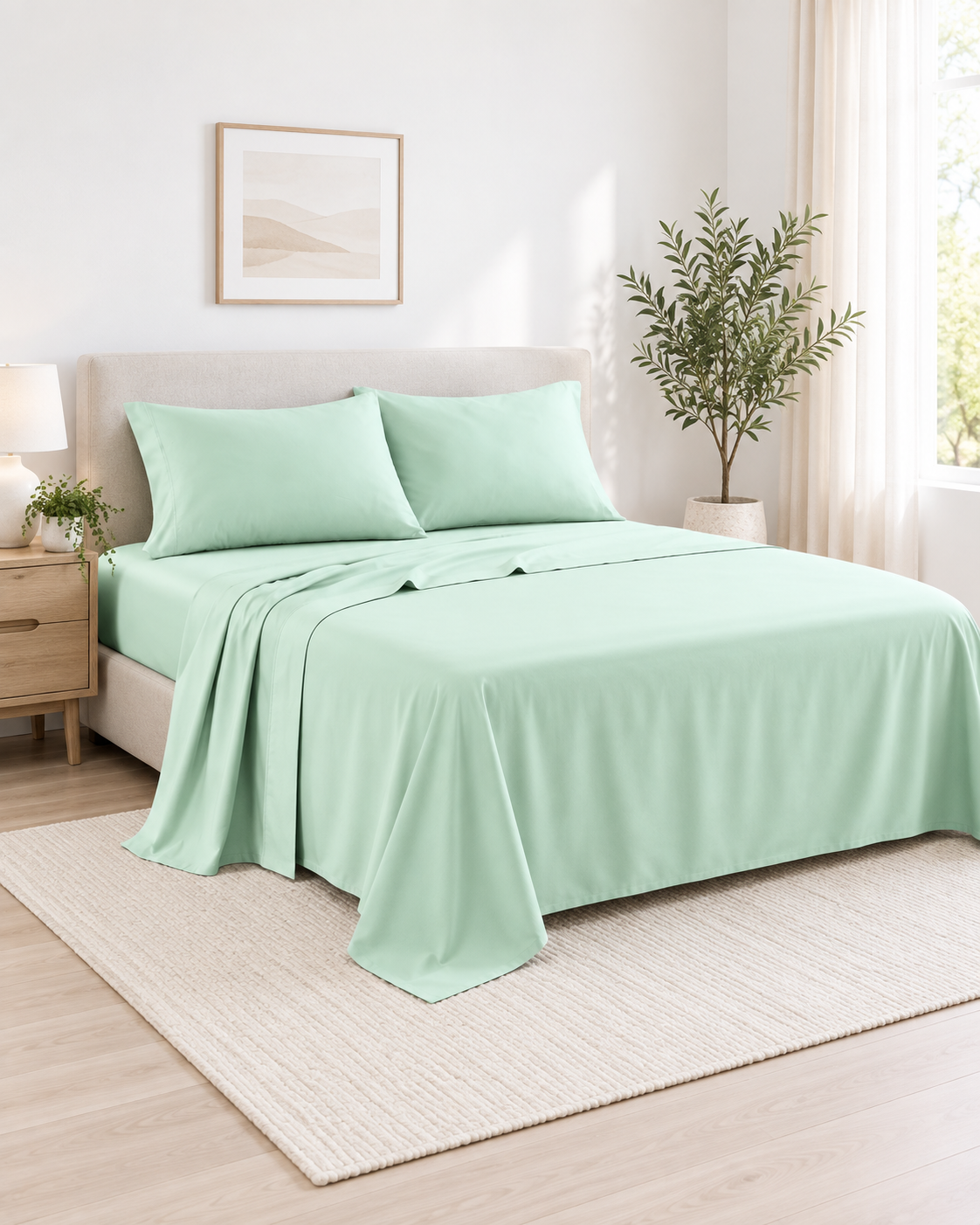 1200TC Hotel Quality Soft Cotton Rich Sheet Sets Pillowcases Silky Touch All Size Mint