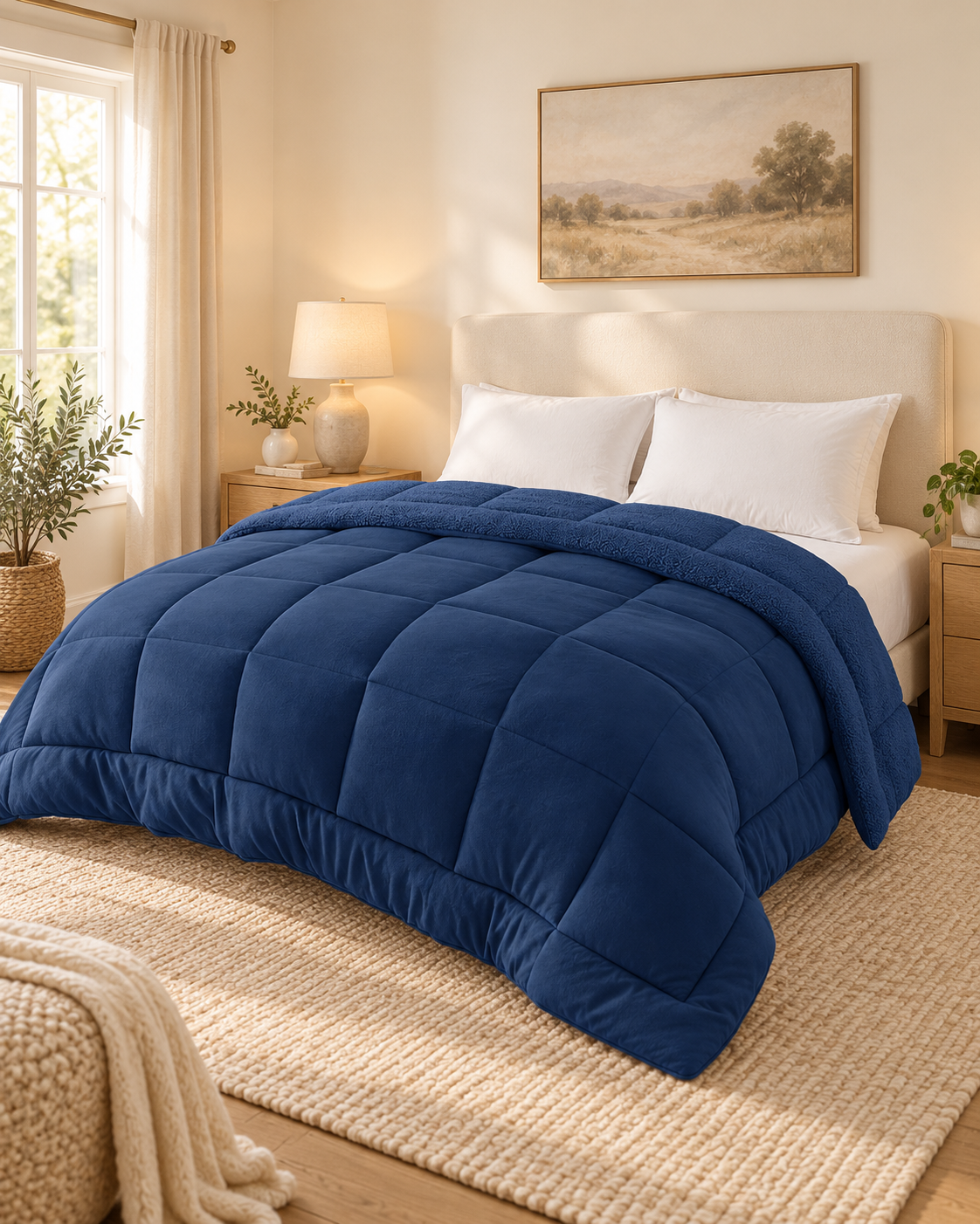 Ultra Soft & Extra Warm Milk Fleece Comforter with Reverse QB