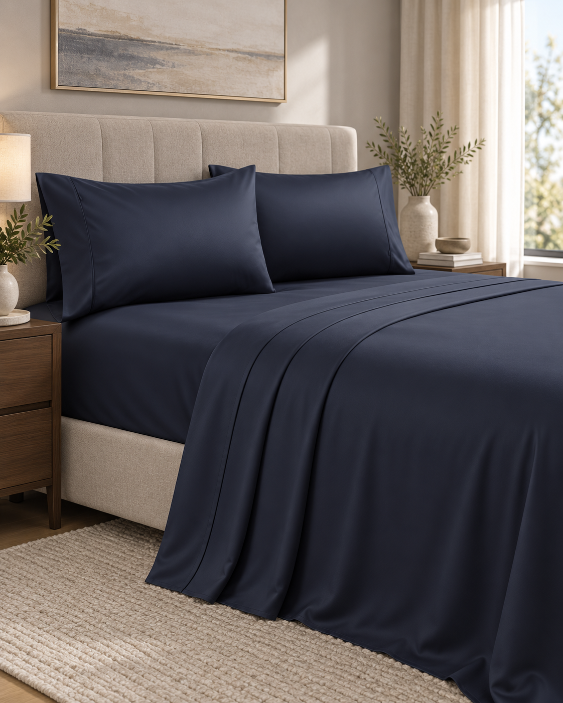 1000TC 100% Premium Egyptian Cotton Sheet Sets Fitted Flat Sheet Pillowcases All Size Charcoal