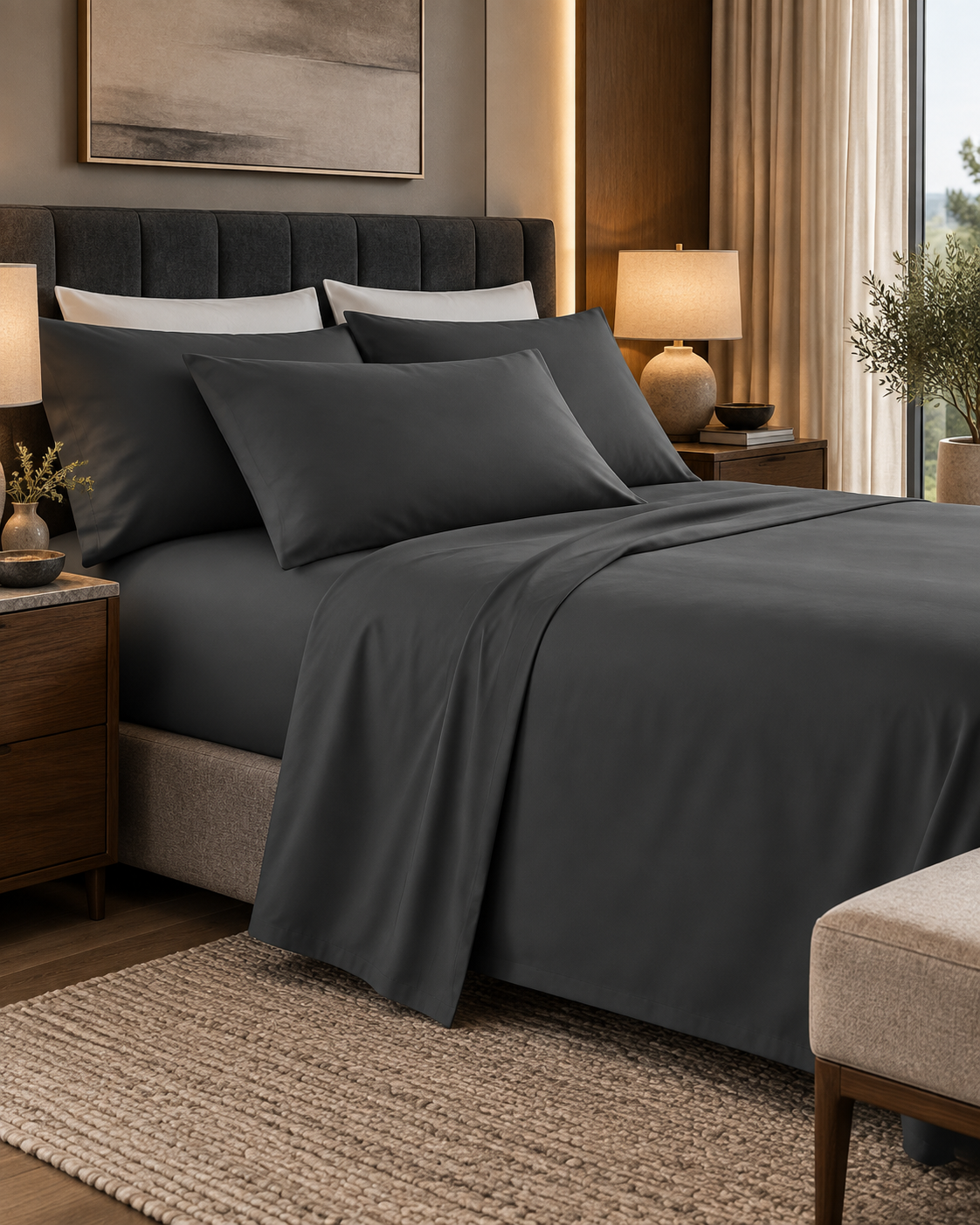 Belisma Ultra Soft Microfibre Sheet Sets Wrinkle Free All Size Charcoal