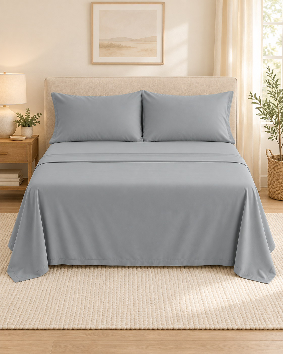 ultra soft microfibre sheet set single silver