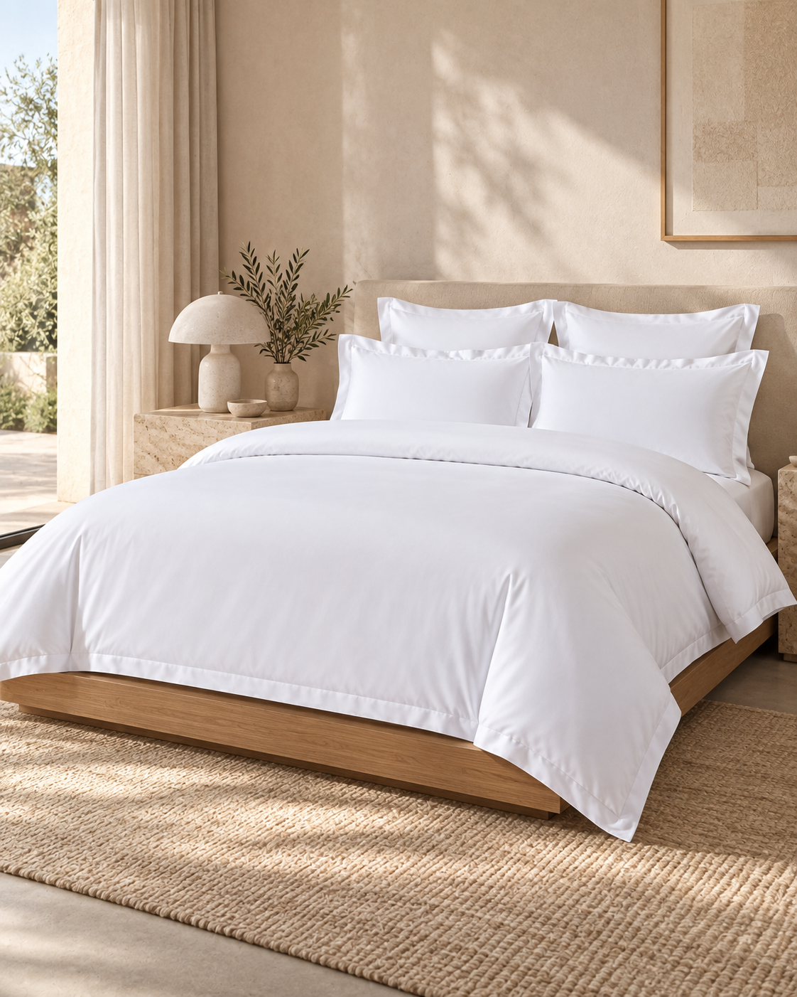 400TC 100% Premium Egyptian Cotton Duvet Cover & Fitted Sheet Set Pillowcases All Sizes White