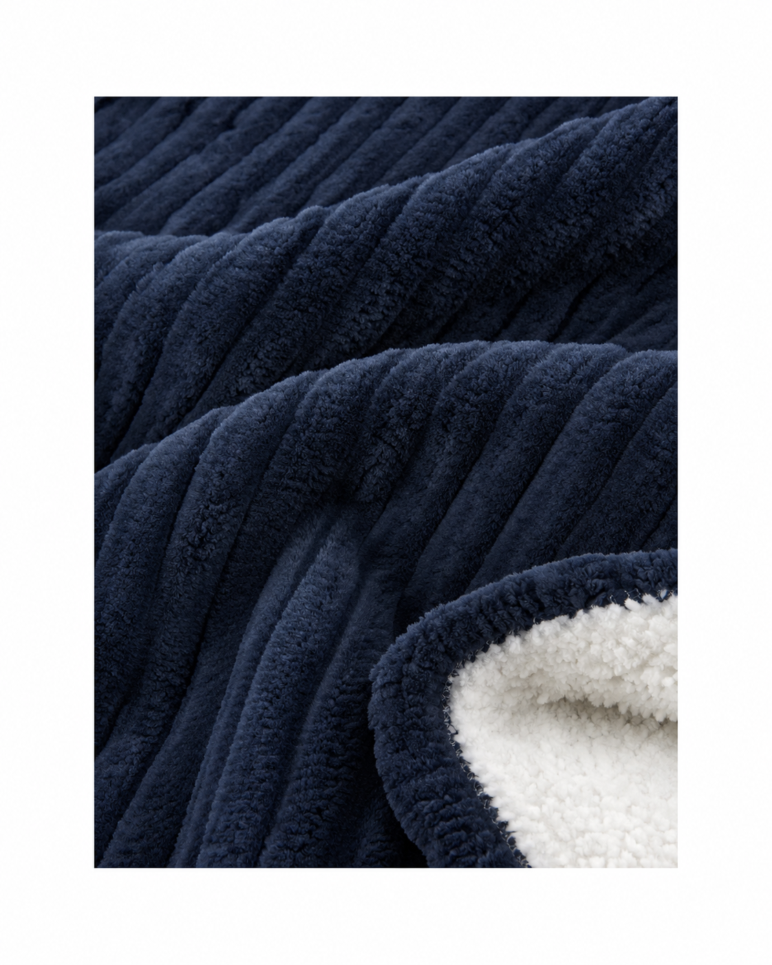 Stripe Flannel Sherpa Blanket/Comforter Set Navy