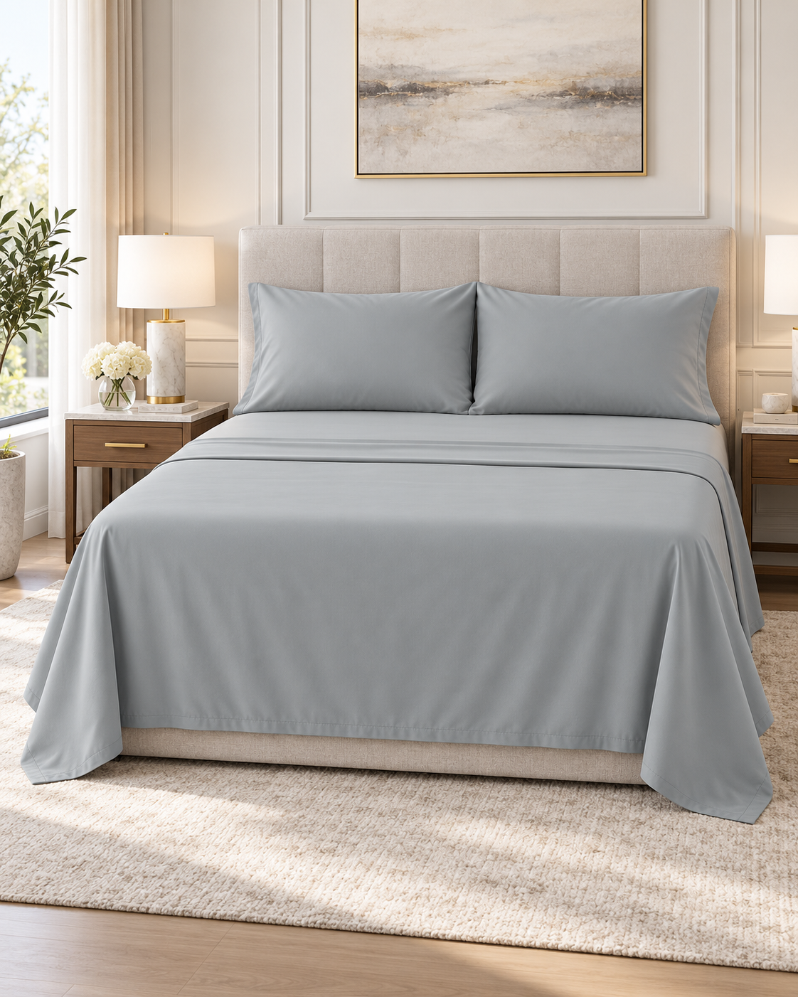 ultra soft microfibre sheet set single silver
