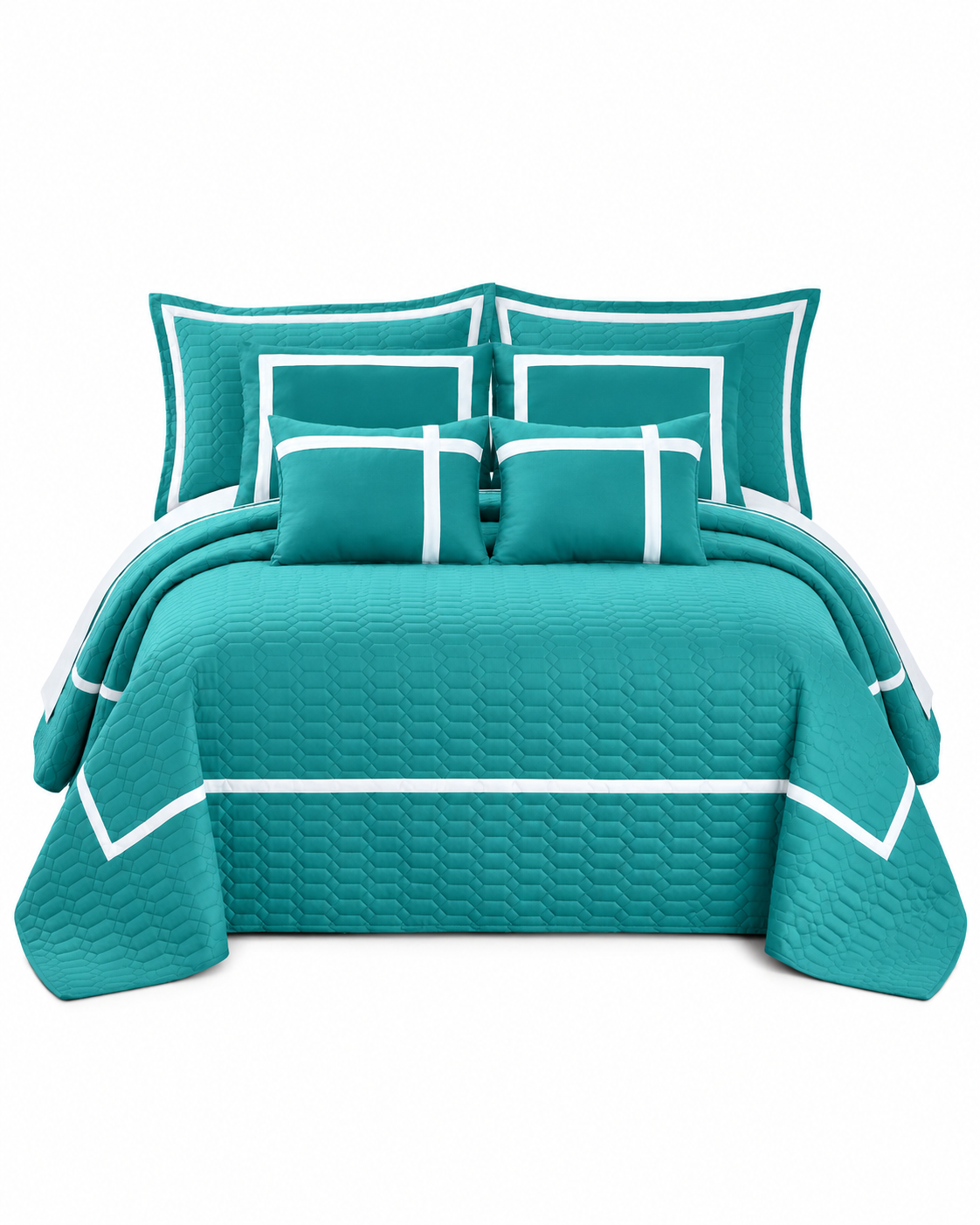 6 Piece Two-Tone Embossed Comforter Set Teal