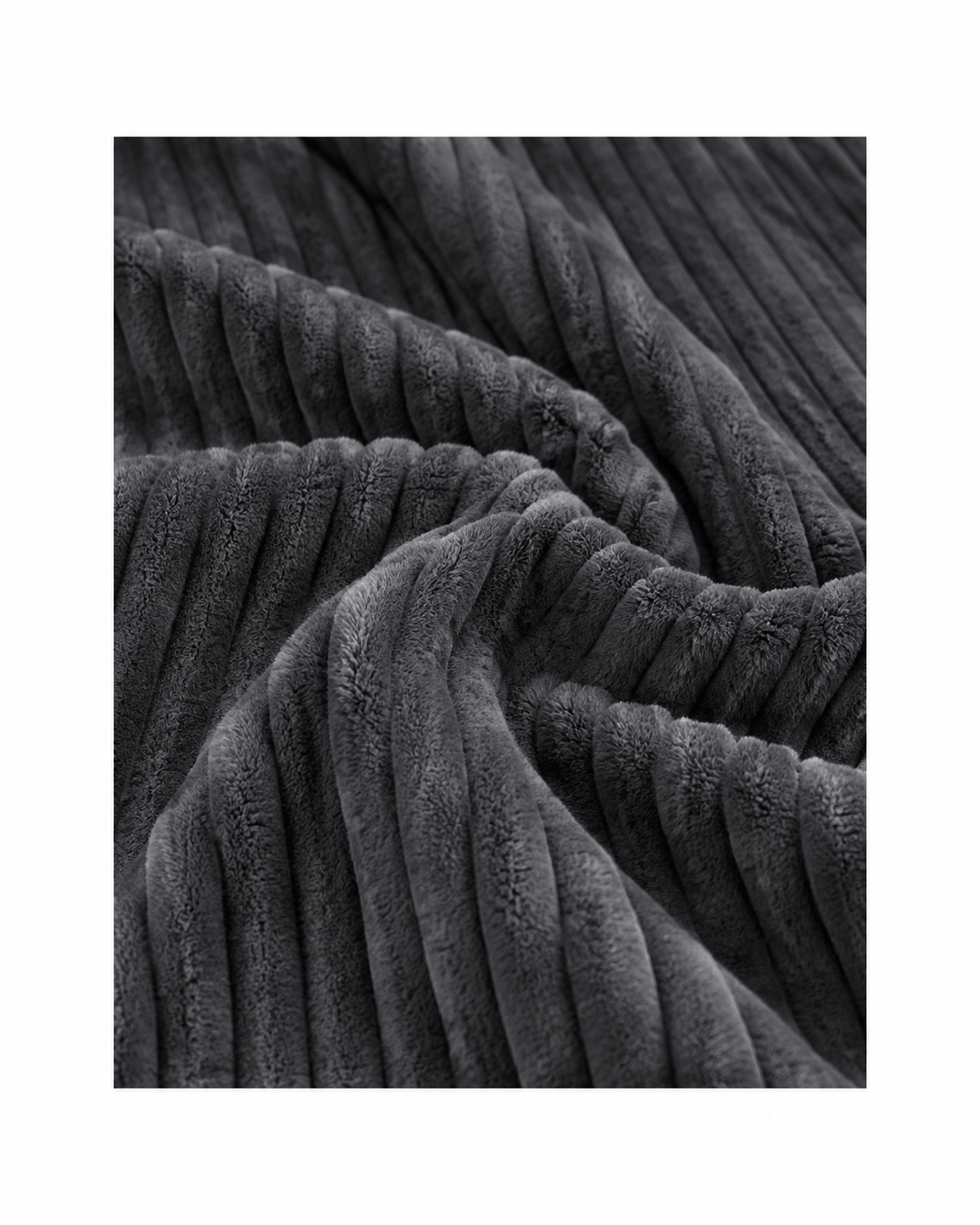 Stripe Flannel Sherpa Blanket/Comforter Set Charcoal