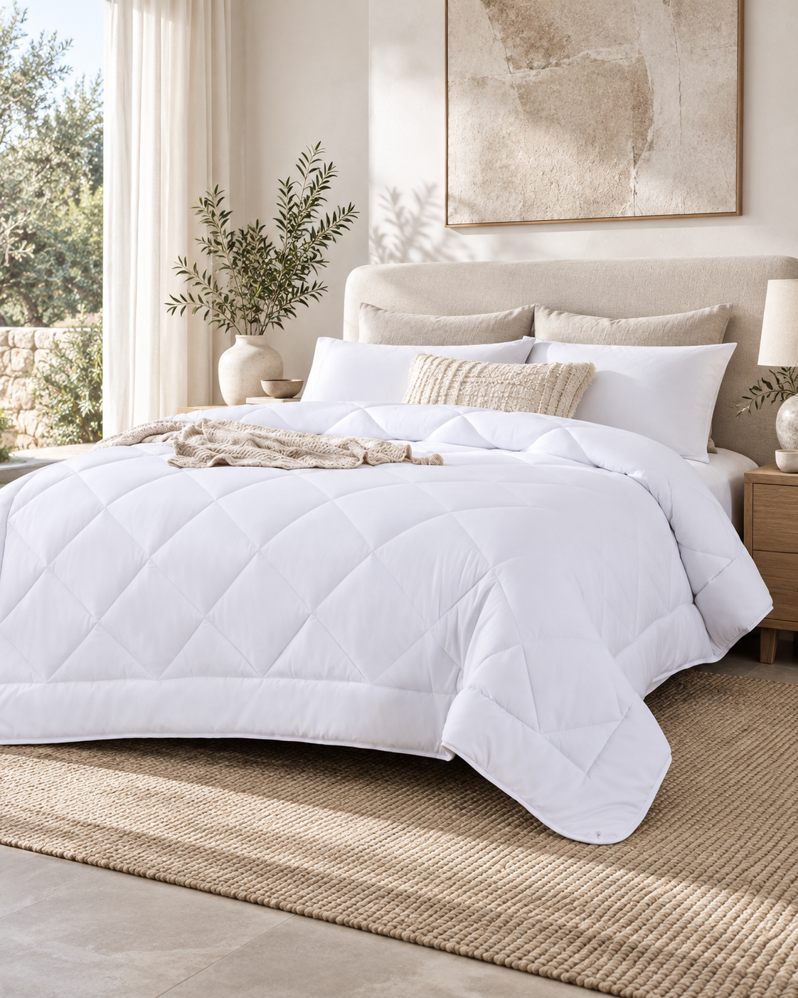Solid Bedding Comforters, Down Alternative Bamboo Comforter Quilt Blanket White