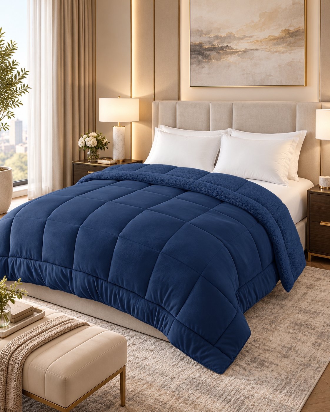 Ultra Soft & Extra Warm Milk Fleece Comforter with Reverse QB