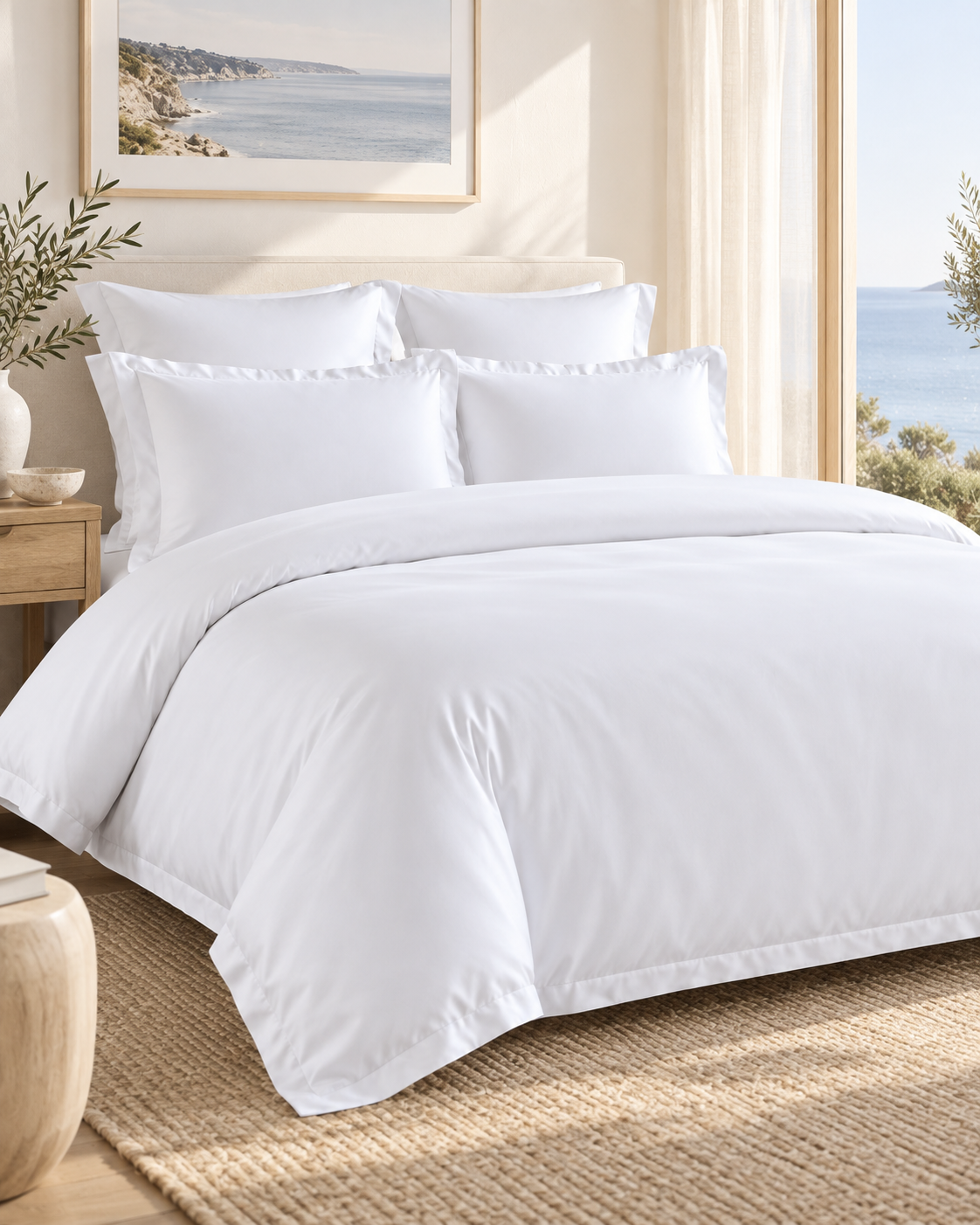 400TC 100% Premium Egyptian Cotton Duvet Cover & Fitted Sheet Set Pillowcases All Sizes White