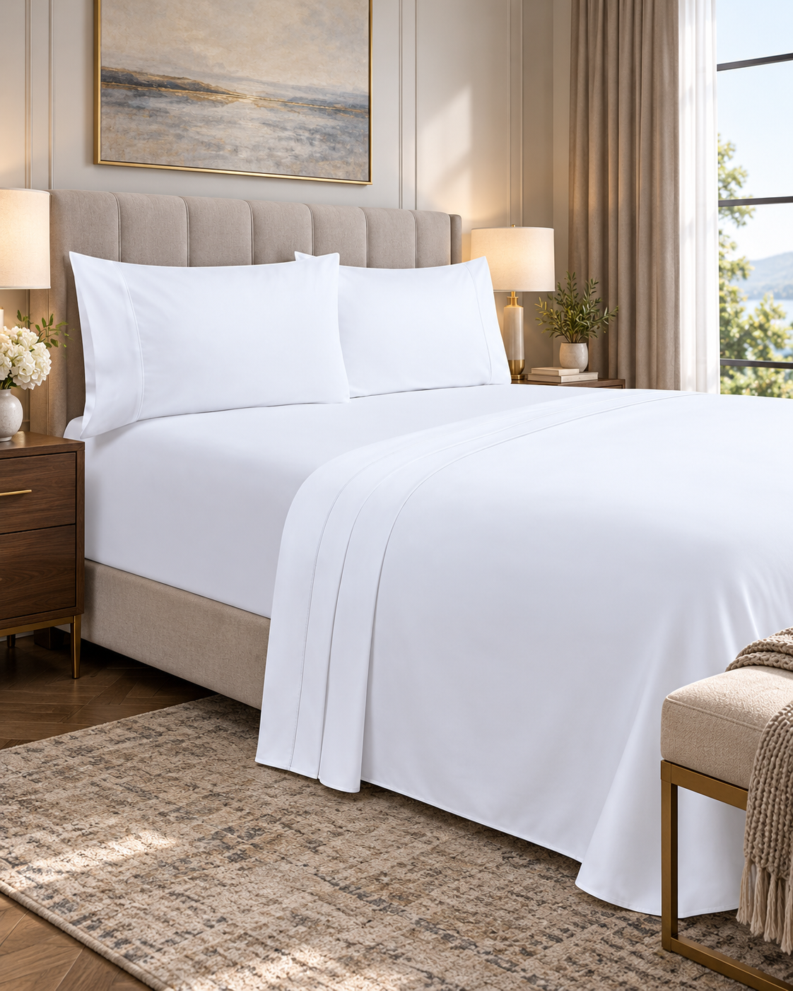 1000tc bamboo cotton sheet set mega queen white