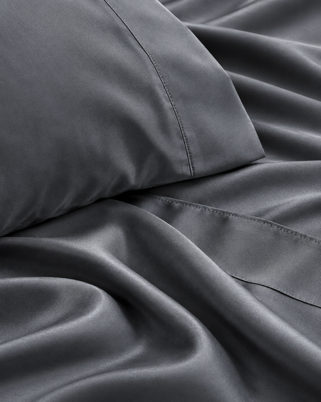 1000TC Luxurious Bamboo Cotton Sheet Sets Fitted Flat Sheet Pillowcases All Size Charcoal