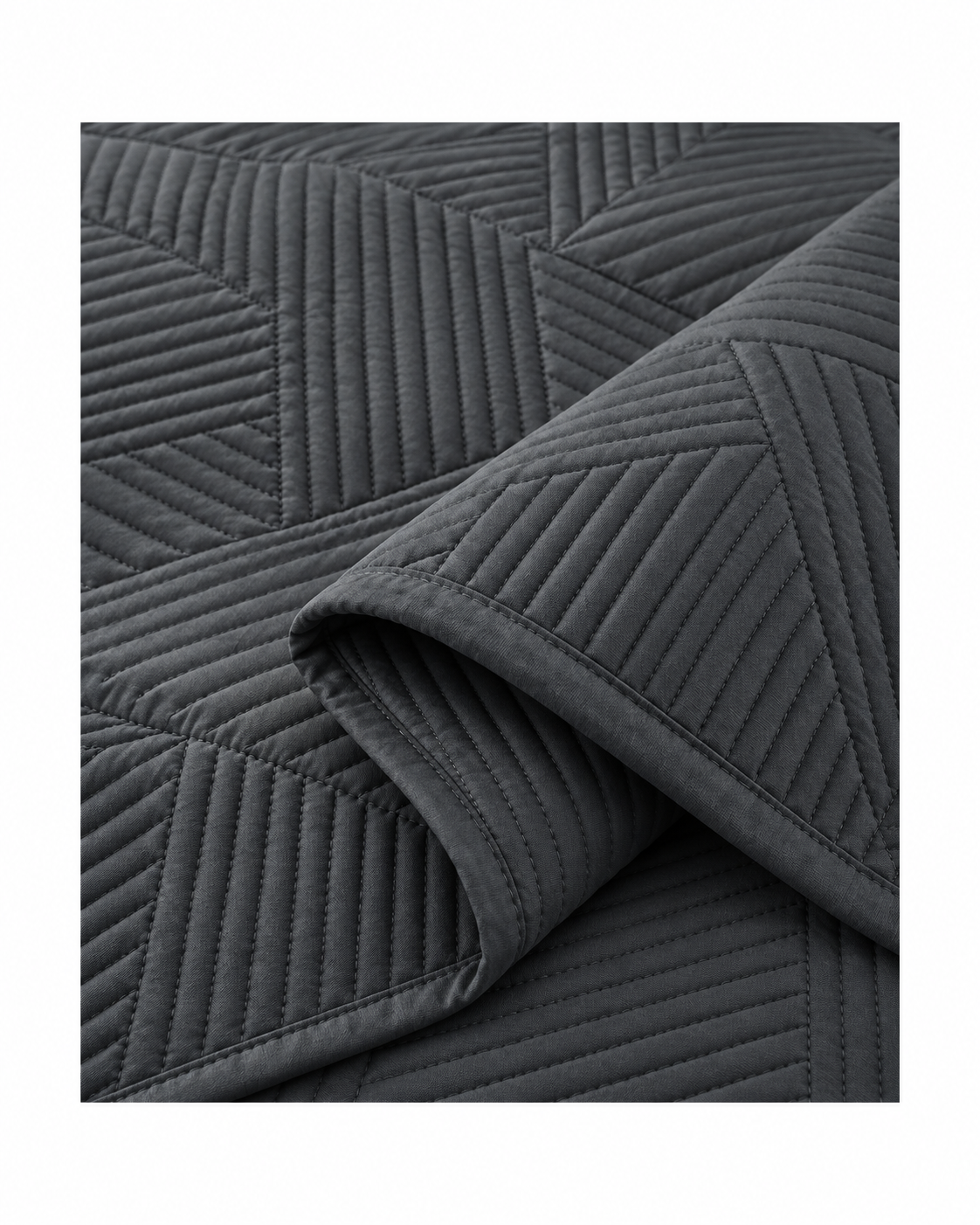 Home Fashion Geometry 3 PCS Soft Premium Bed Embossed Coverlet Charcoal