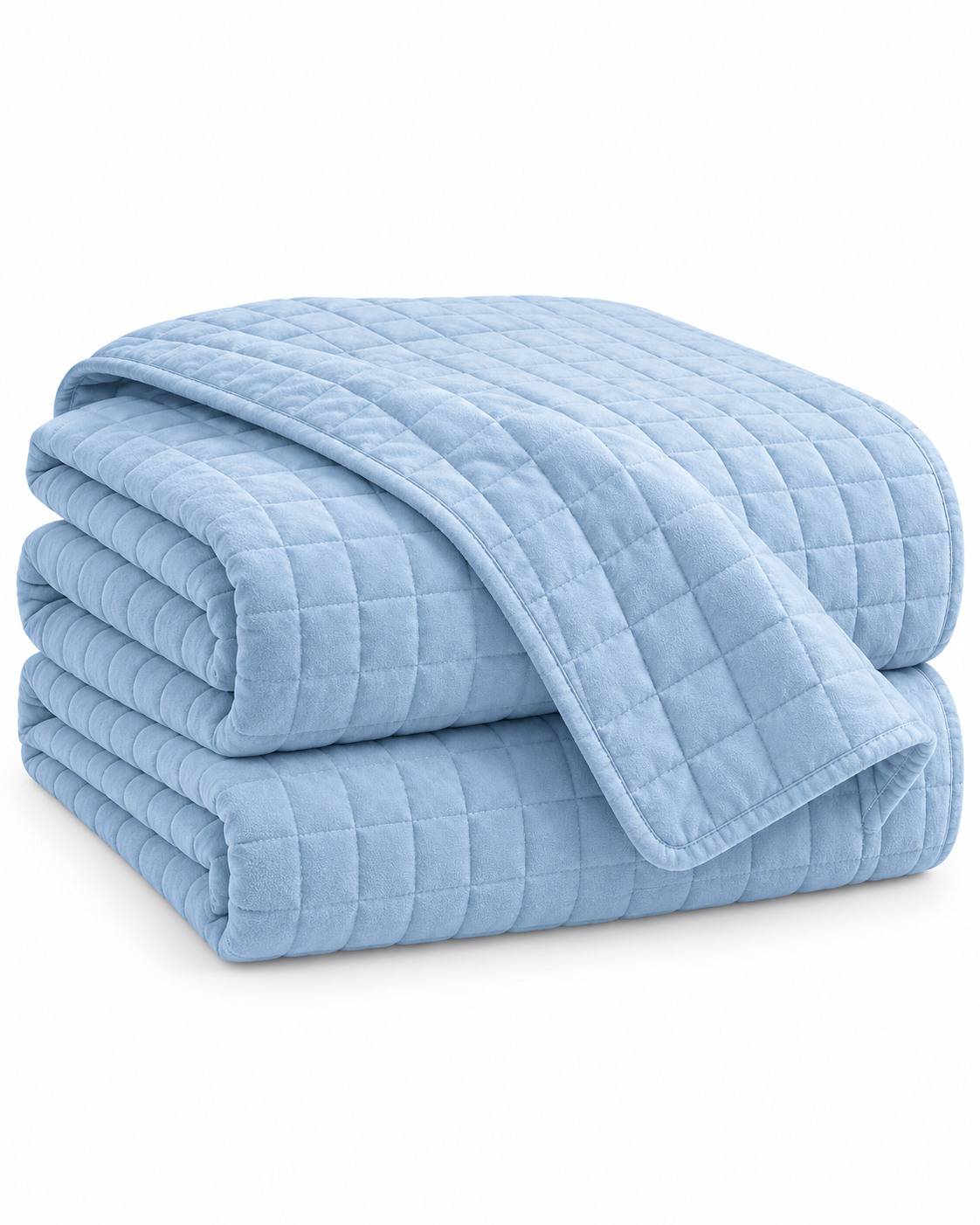 7 Piece Vintage Stone Wash Comforter/Bedspread/Coverlet Set Blue