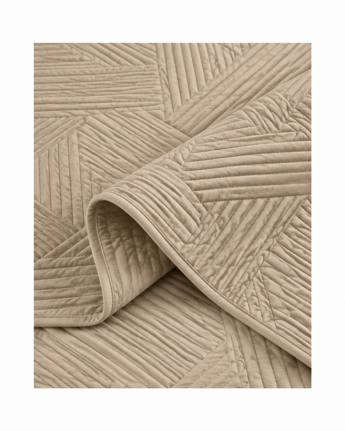 Home Fashion Geometry 3 PCS Soft Premium Bed Embossed Coverlet Natural