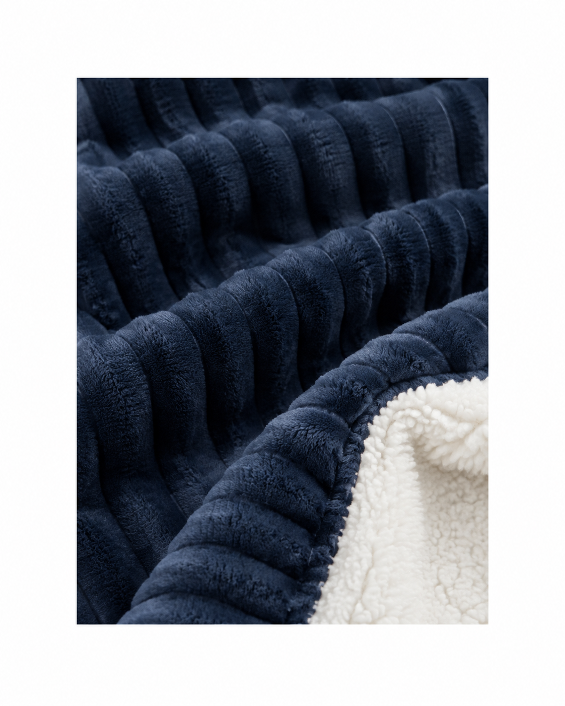 Stripe Flannel Sherpa Blanket/Comforter Set Navy