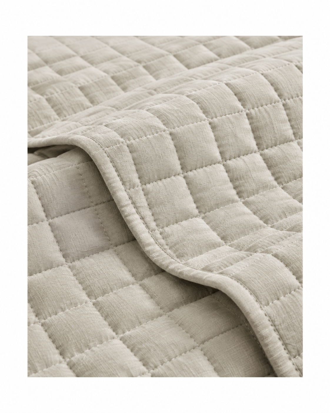 7 Piece Vintage Stone Wash Comforter/Bedspread/Coverlet Set Natural