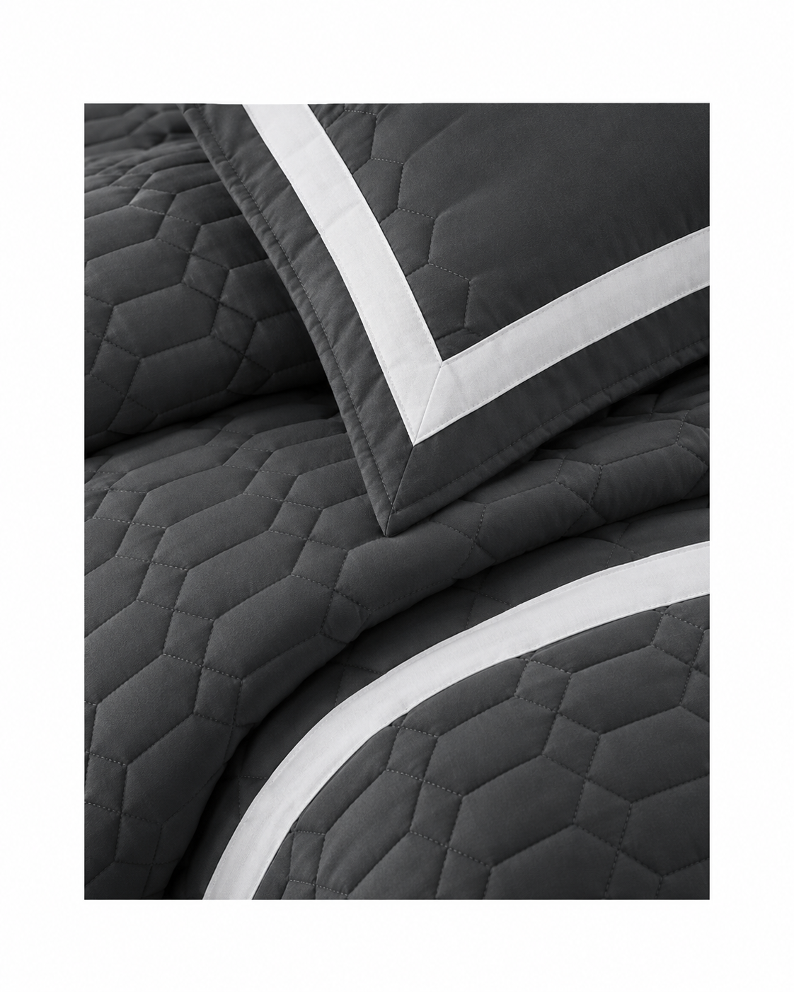 6 Piece Two-Tone Embossed Comforter Set Charcoal