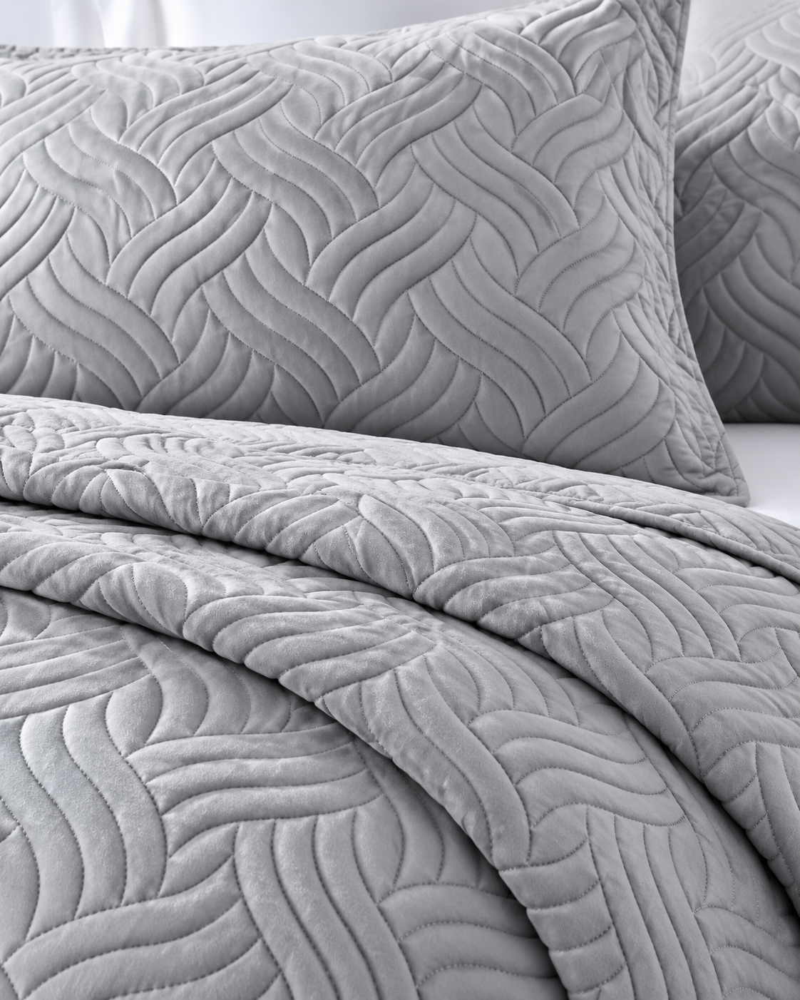 Home Fashion 3 PCS Soft Premium Bed Embossed Coverlet Queen King Silver