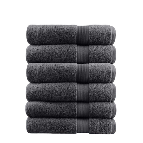 Softouch 6 Piece Ultra Light 500GSM Soft Cotton Hand Towel in Charcoal