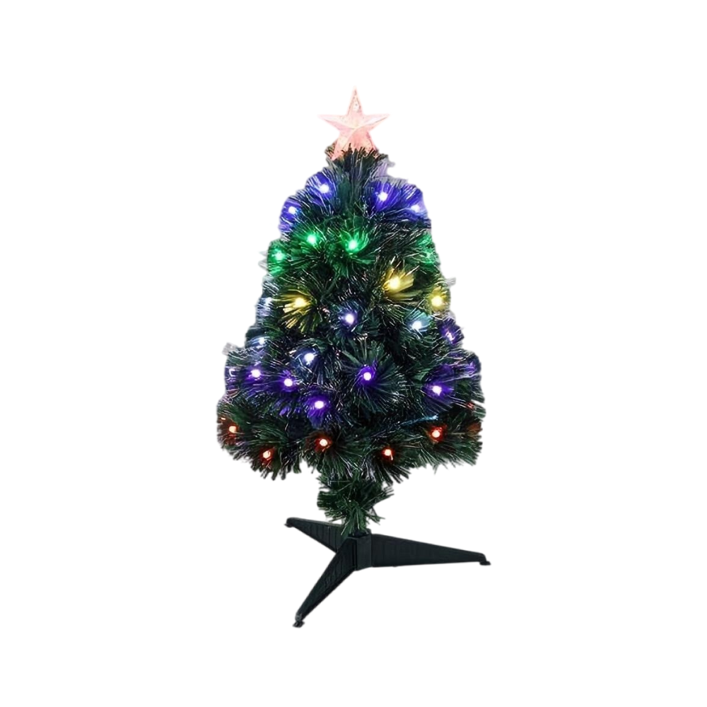 60cm Colourful Fibre Optic Christmas Tree RGB 8 Lighting Modes Memory Function Battery USB Powered for Home Party Decor