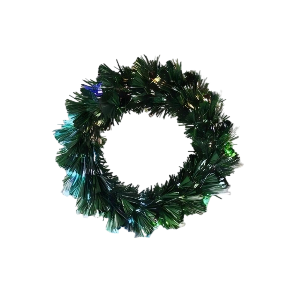50cm Fibre Optic Christmas Wreath with LED Lights 8 Lighting Modes Battery USB Powered for Door Wall Decor