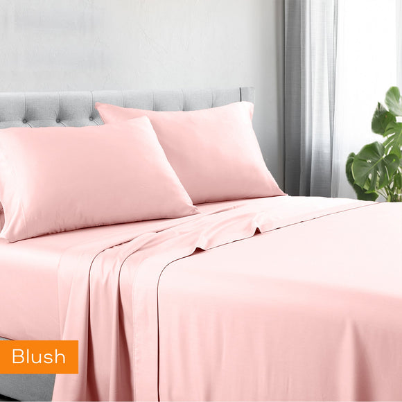 1200TC Hotel Quality Soft Cotton Rich Sheet Sets Pillowcases Silky Touch All Size Blush