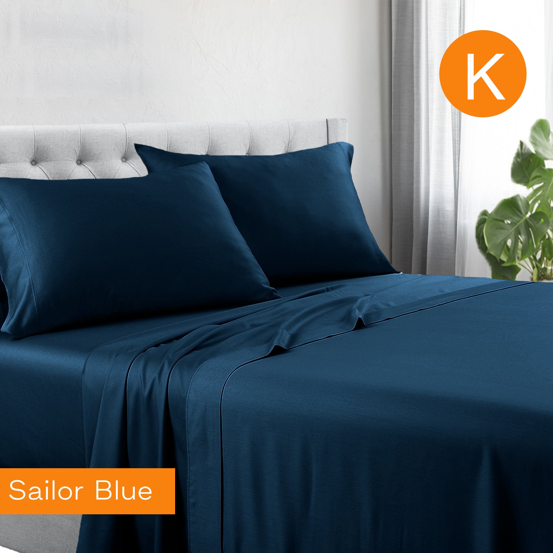 1200TC Hotel Quality Soft Cotton Rich Sheet Sets Pillowcases Silky Touch All Size Sailor Blue
