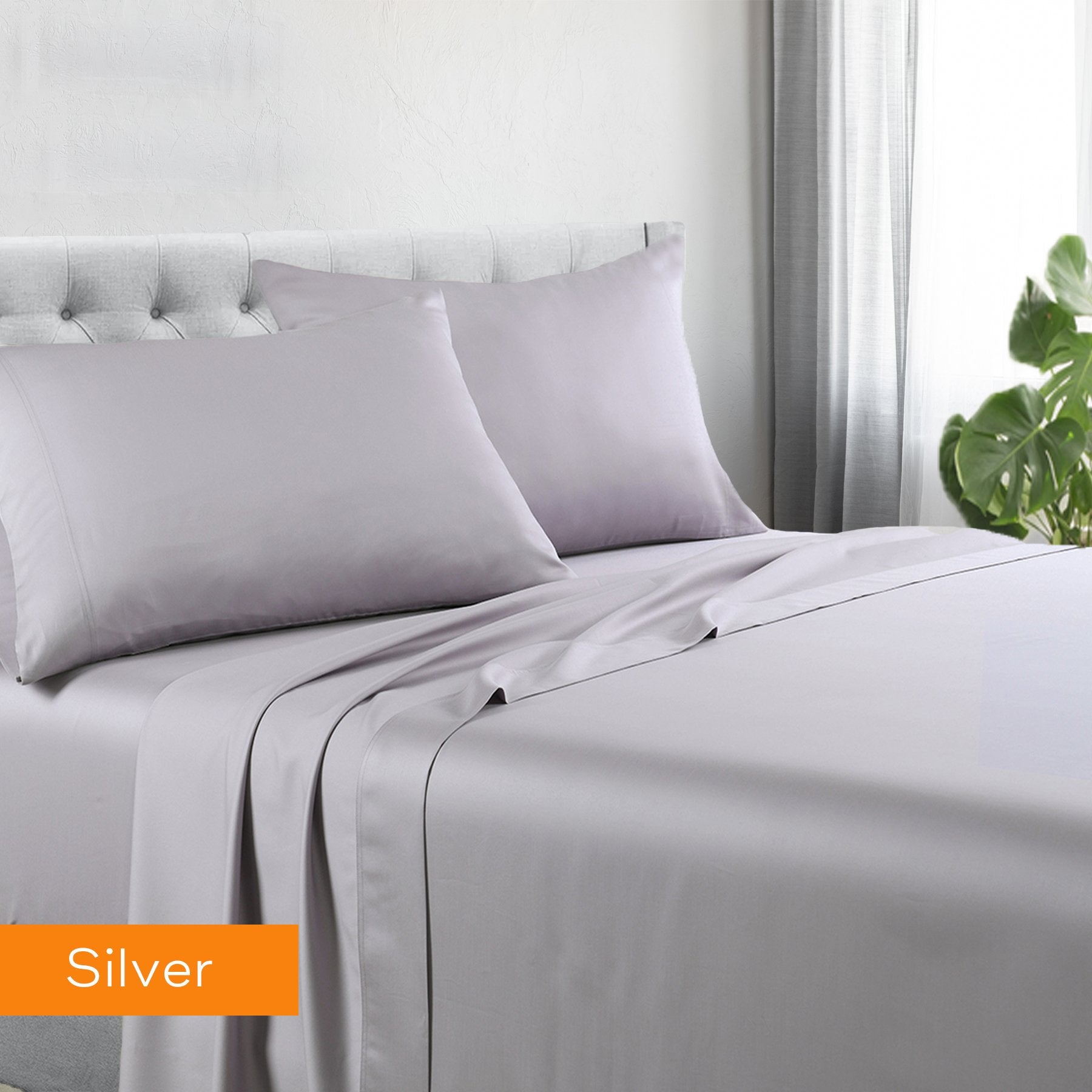 1200TC Hotel Quality Soft Cotton Rich Sheet Sets Pillowcases Silky Touch All Size Silver