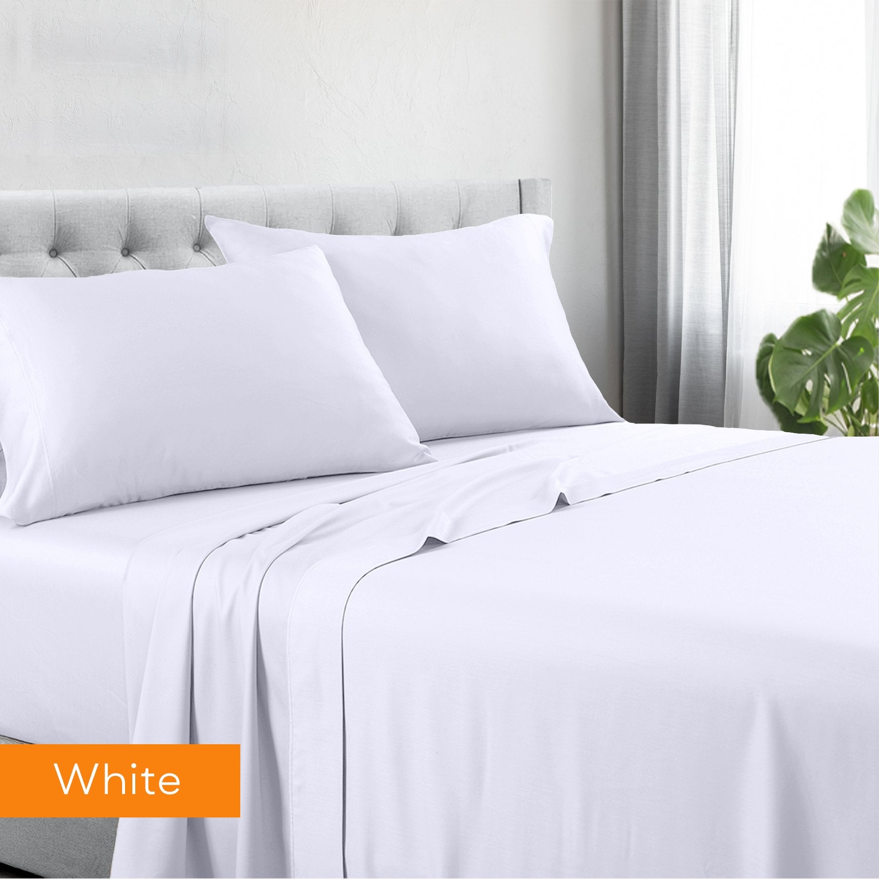 1200TC Hotel Quality Soft Cotton Rich Sheet Sets Pillowcases Silky Touch All Size White