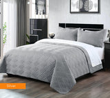 Home Fashion 3 PCS Soft Premium Bed Embossed Comforter Set Queen King Silver