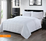 Home Fashion 3 PCS Soft Premium Bed Embossed Comforter Set Queen King White