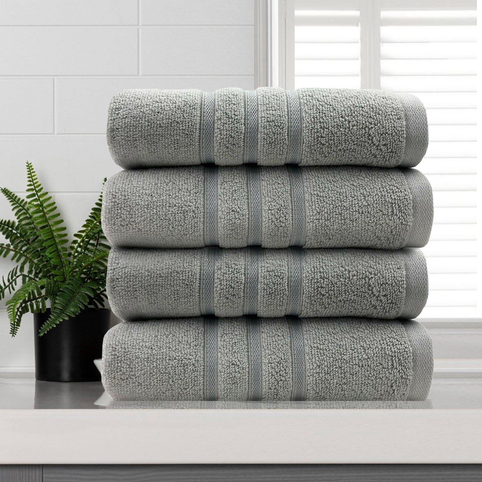 Amor Classic Face Washer 4 PCS  650GSM  Dobby Stripe Super Soft Premium Cotton