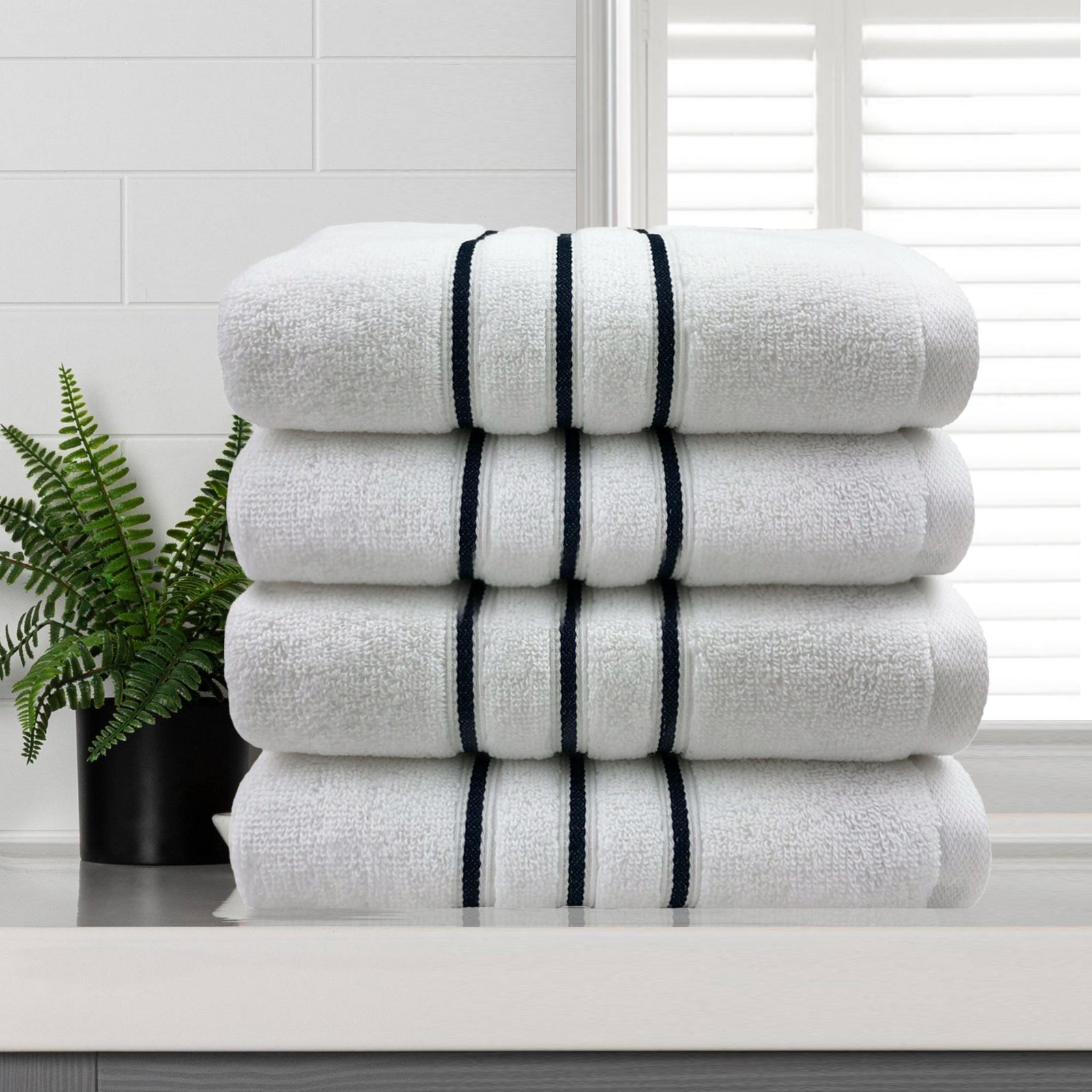 Amor Classic Hand Towel  4 PCS Dobby Stripe Super Soft Premium Cotton