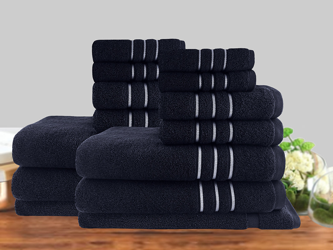 Amor Classic Dobby Stripe Super Soft Premium Cotton Towel Set 650GSM