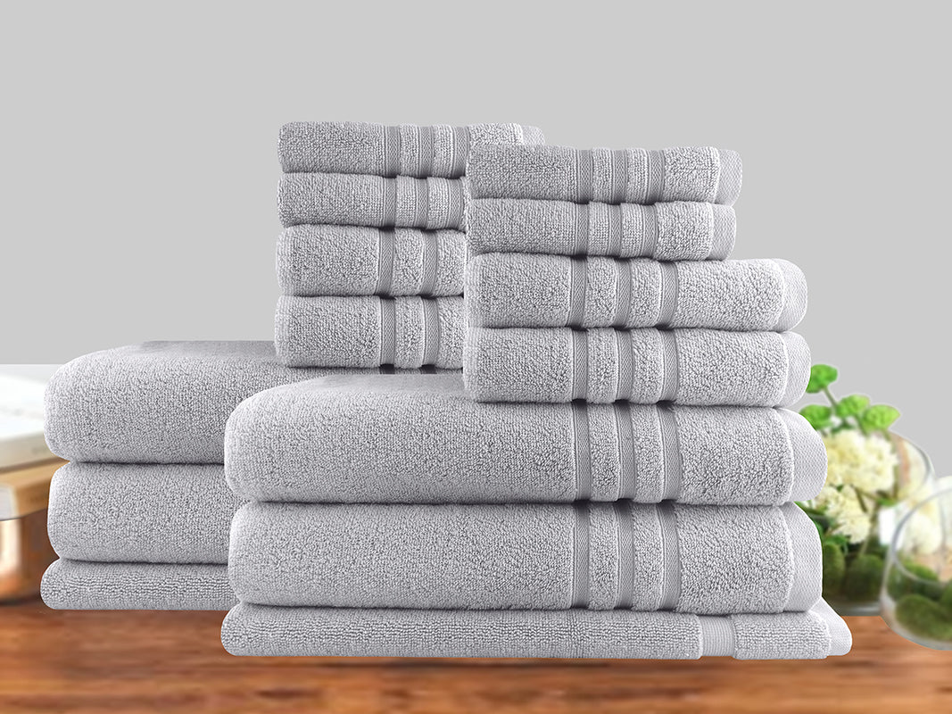 Amor Classic Dobby Stripe Super Soft Premium Cotton Towel Set 650GSM