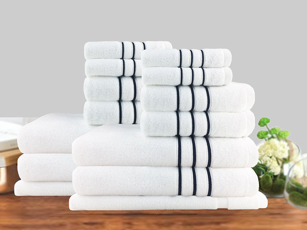Amor Classic Dobby Stripe Super Soft Premium Cotton Towel Set 650GSM