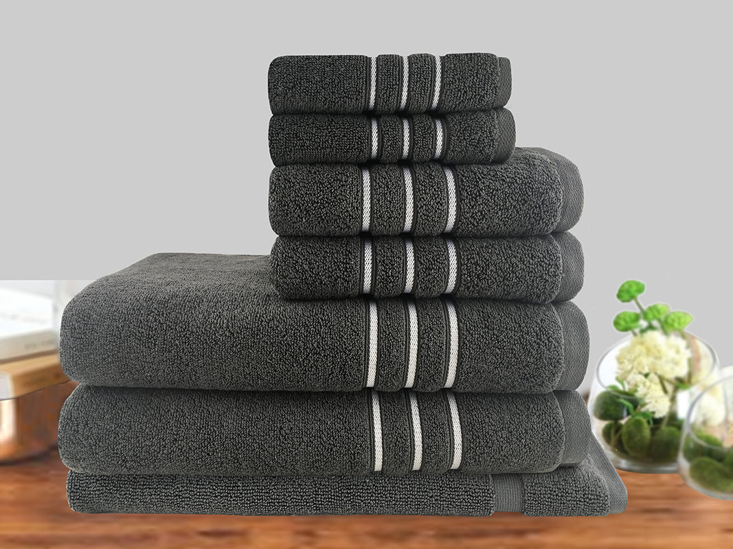Amor Classic Dobby Stripe Super Soft Premium Cotton Towel Set 650GSM