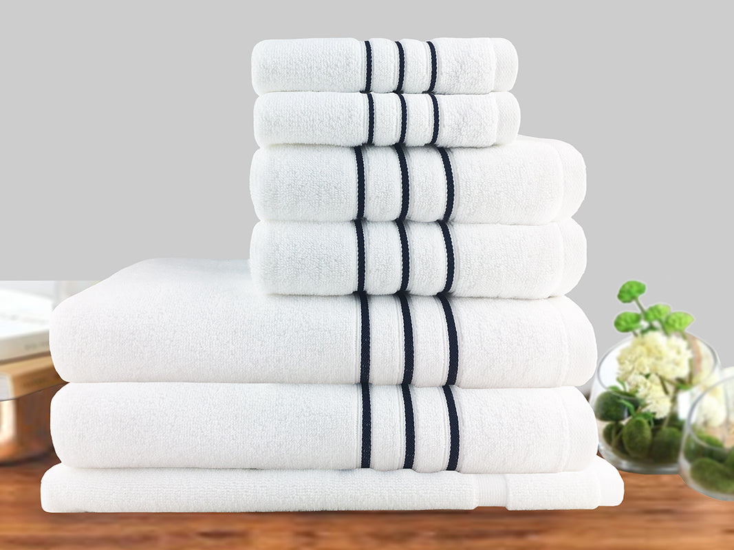 Amor Classic Dobby Stripe Super Soft Premium Cotton Towel Set 650GSM