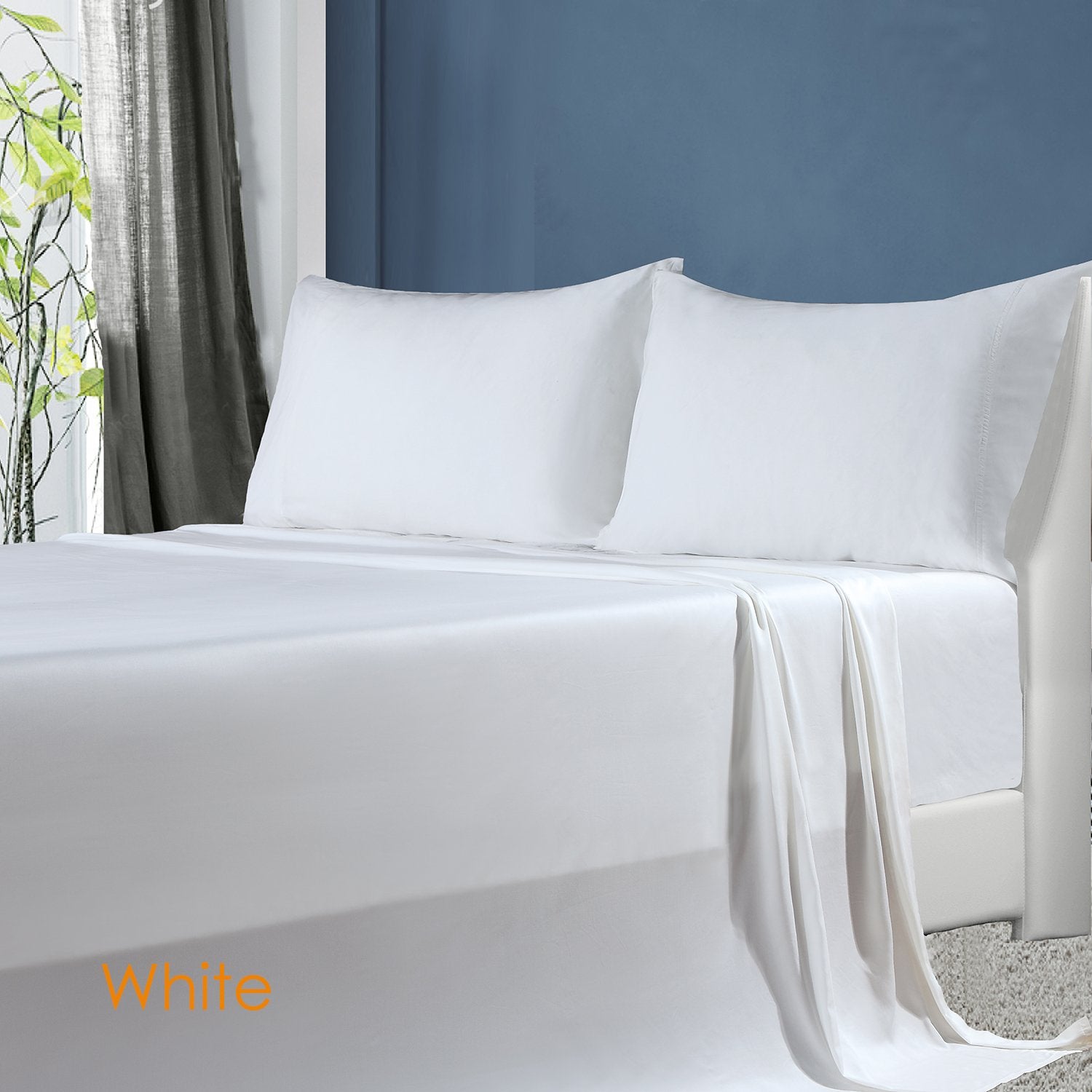 Softouch 100% Natural Premium Bamboo Sheet Sets Pillowcases Flat Fitted Sheet All Size White