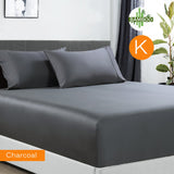 400 Thread Count Bamboo Cotton 1 Fitted Sheet with 2 Pillowcases Charcoal