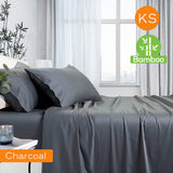 1000TC Luxurious Bamboo Cotton Sheet Sets Fitted Flat Sheet Pillowcases All Size Charcoal