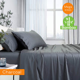 1000TC Luxurious Bamboo Cotton Sheet Sets Fitted Flat Sheet Pillowcases All Size Charcoal