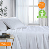 1000TC Luxurious Bamboo Cotton Sheet Sets Fitted Flat Sheet Pillowcases All Size White
