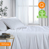 1000TC Luxurious Bamboo Cotton Sheet Sets Fitted Flat Sheet Pillowcases All Size White