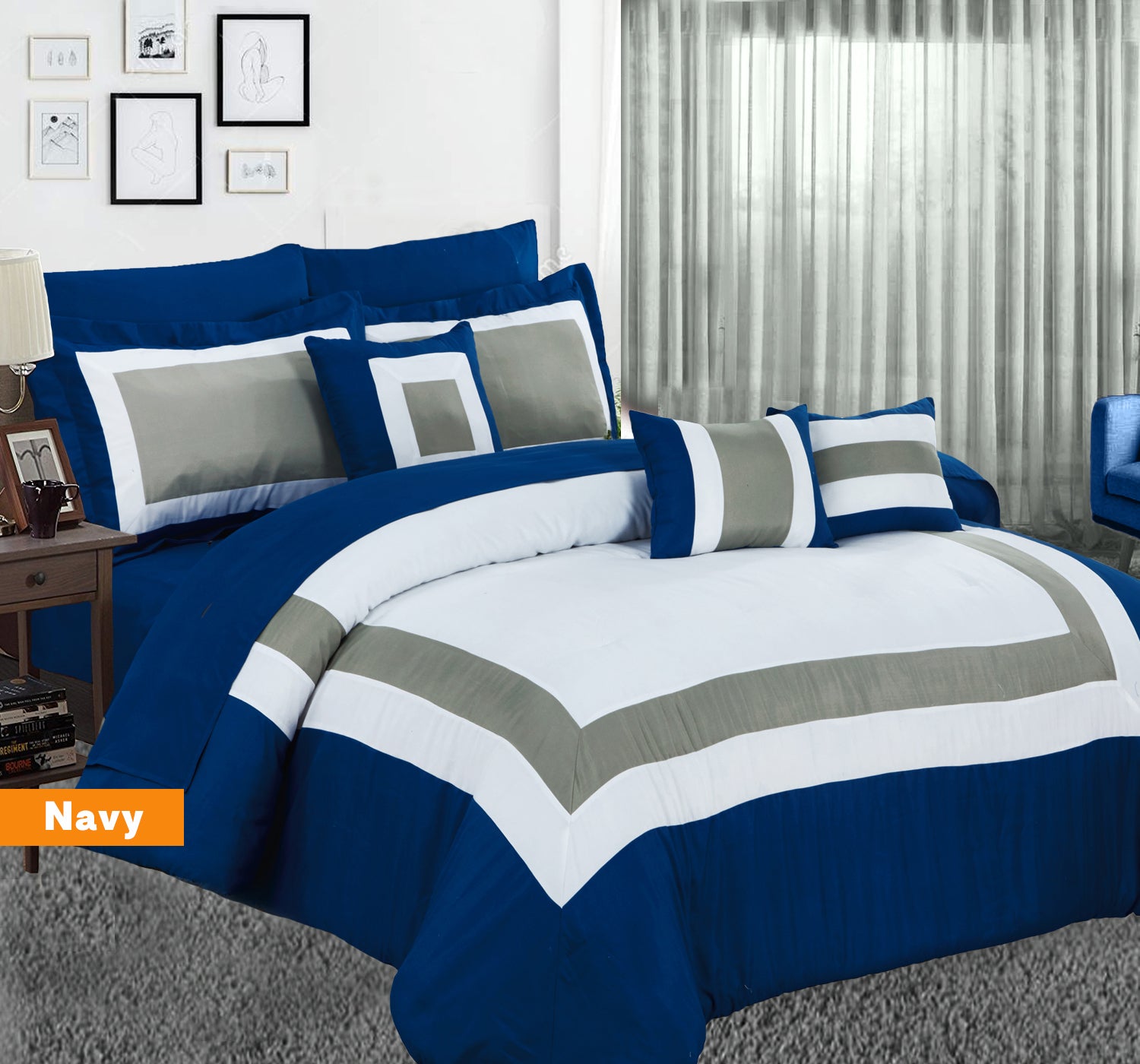 Home Fashion 10 Piece Soft Bed Comforter and Sheet Sets Bedspread Cushions Pillowcase Set